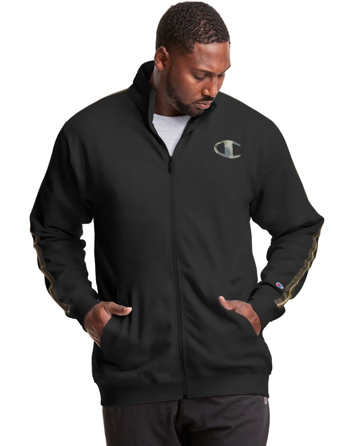 Chaqueta Champion Hombre - Big & Tall Fleece Full Zip With Taping ( Negras ) 2416570-XB